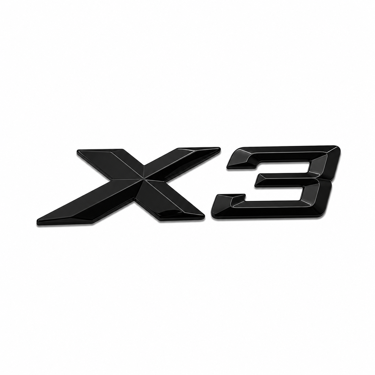Emblema BMW X3 preto piano para mala traseira