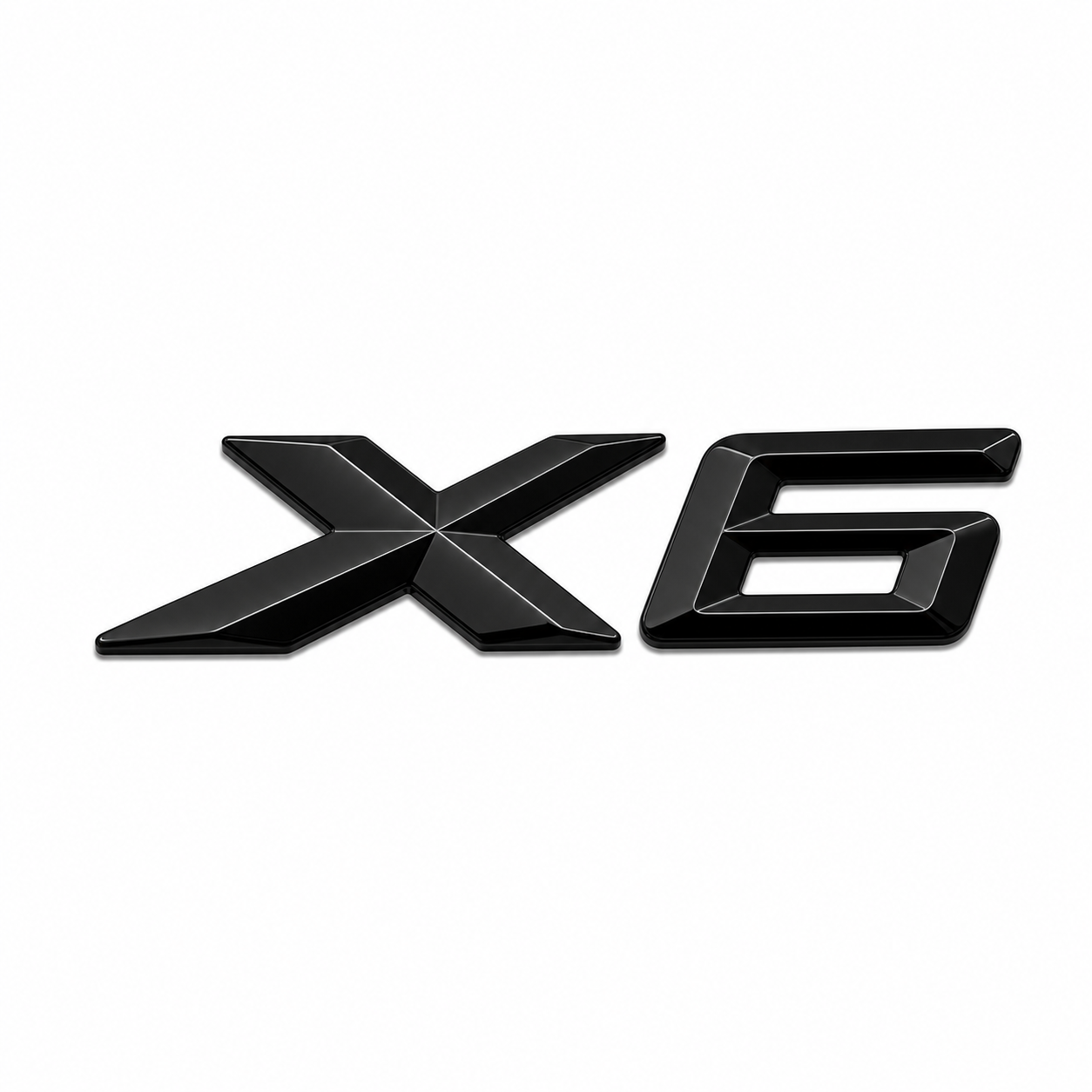 Emblema BMW X6 preto piano para mala traseira