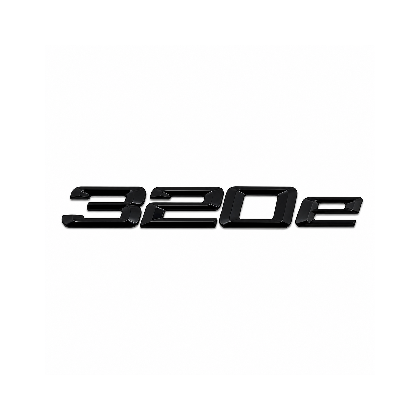 Emblema BMW 320e preto piano para mala traseira