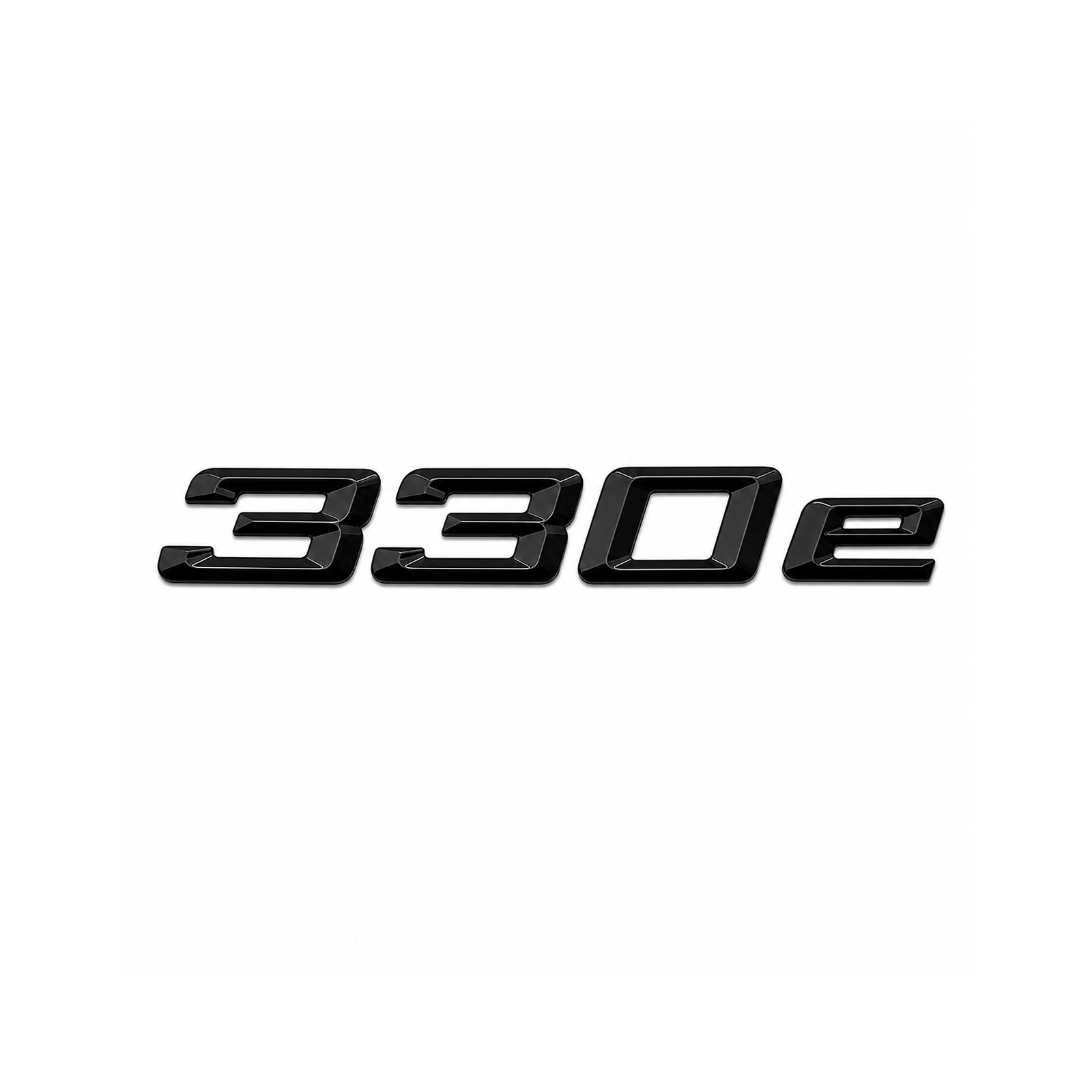 Emblema BMW 330e preto piano para mala traseira