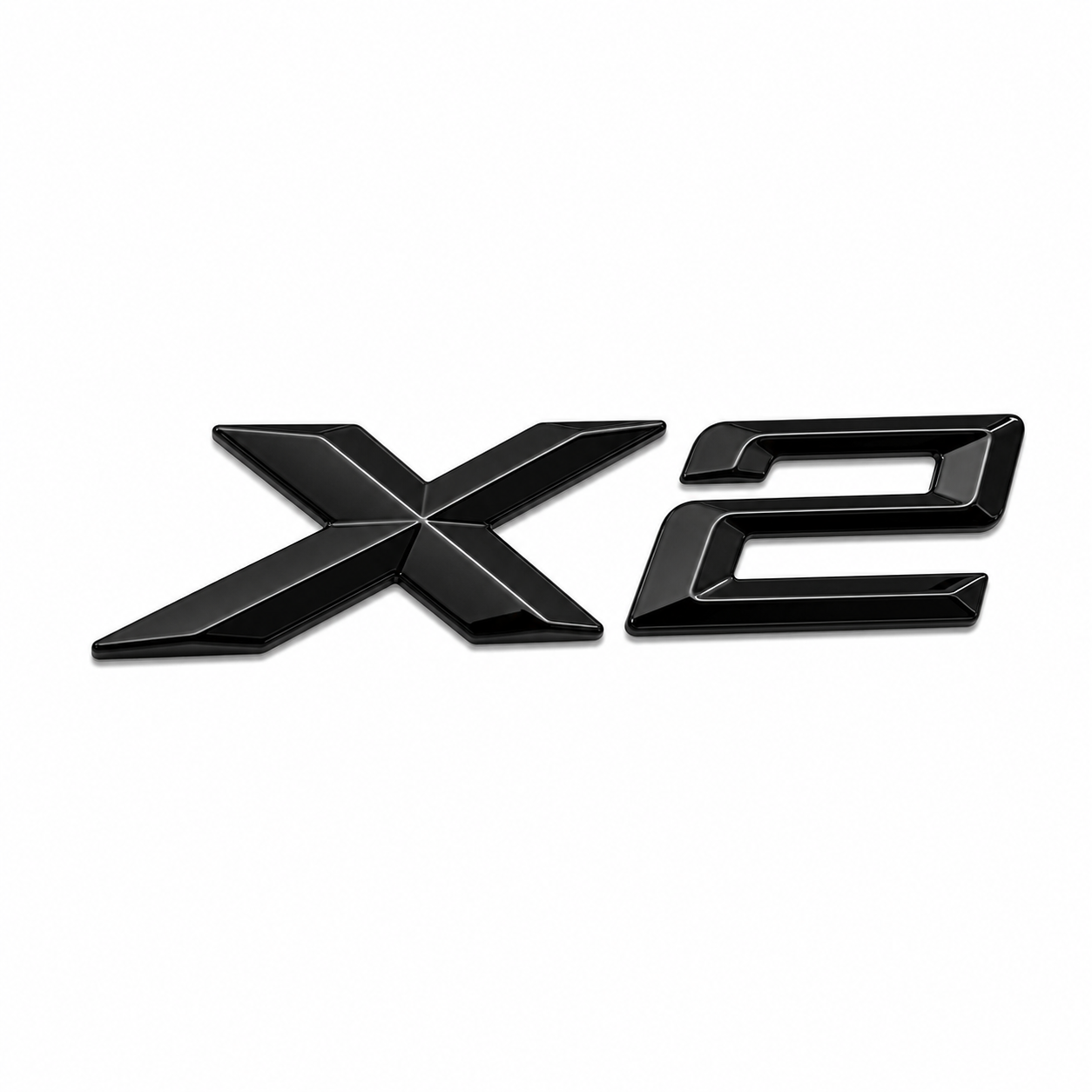 Emblema BMW X2 preto piano para mala traseira